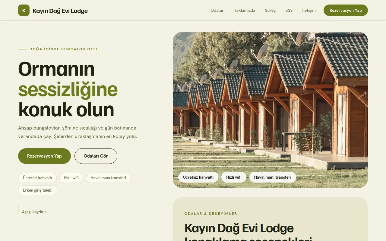 Butik Şehir Oteli Web Sitesi — Kayın Dağ Evi Lodge